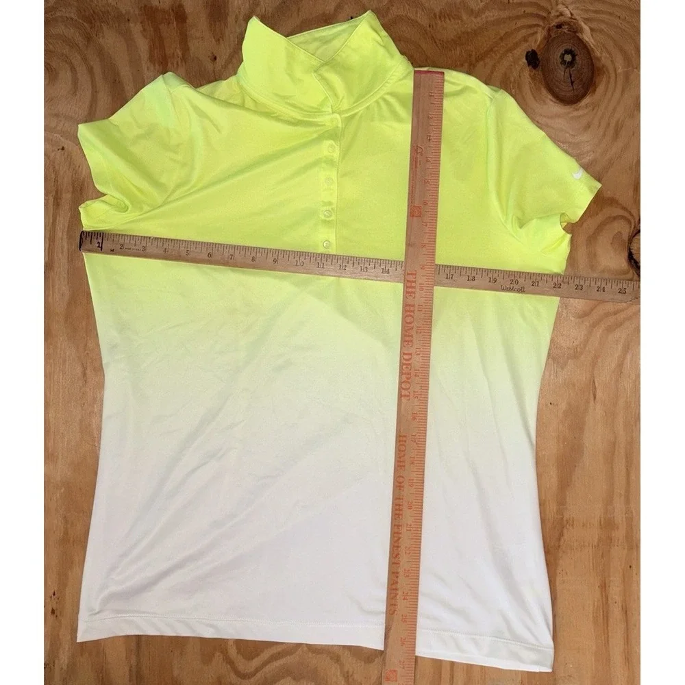 Nike Golf Tour Performance Women's Polo XL Dri Fit Ombré Neon Yellow White